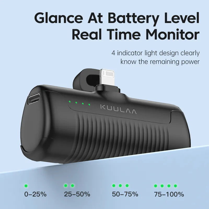 Mini Power Bank 4500mAh para iPhone 14/13/12/11 Pro Max e Samsung/Xiaomi