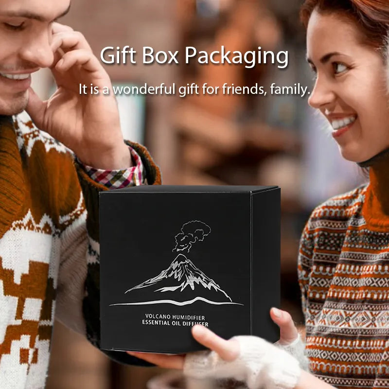 Volcanic Aroma Diffuser Humidifier 130ml Usb, With Colored Night Light Flame