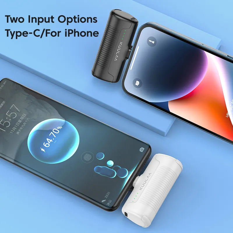 Mini Power Bank 4500mAh para iPhone 14/13/12/11 Pro Max e Samsung/Xiaomi