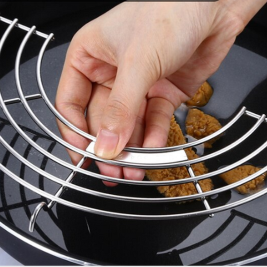 Stainless steel draining frying oil rack.